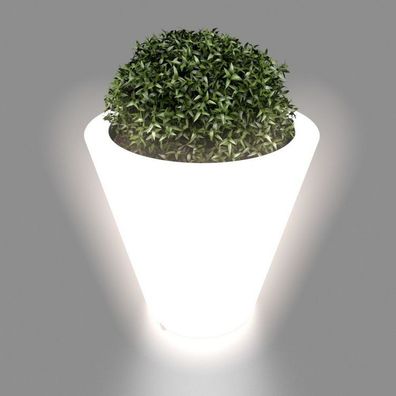 Blumentopf weiß mit LED-Beleuchtung 50 cm hoch