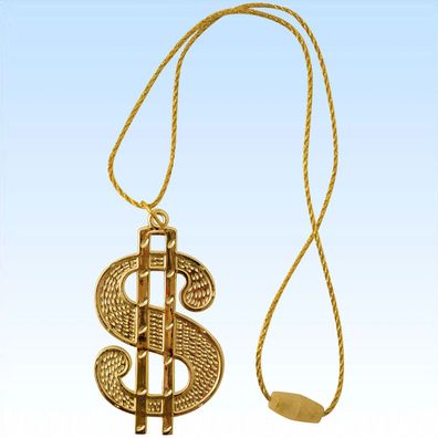 Halsband mit goldenem Dollar Medaillon für Big Daddy, Gangsta Rapper + Protzen