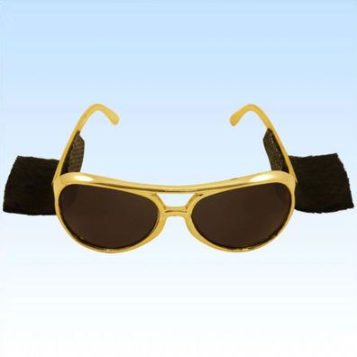 Rockstarbrille Sänger mit Koteletten Brille Sonnenbrille für Kostüm Fasching