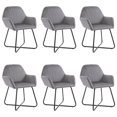 vidaXL Esszimmerstühle 6 Stk. Grau Samt