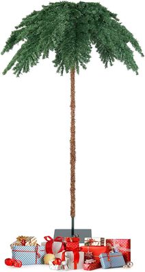 180 cm Künstliche Palme beleuchtet, Kunstbaum mit 250 LED-Lichtern in Warmweiß