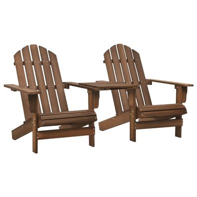 vidaXL Garten-Adirondack-Stühle mit Teetisch Massivholz Tanne Braun