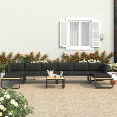 vidaXL 5-tlg. Garten-Ecksofa-Set mit Auflagen Aluminium und WPC