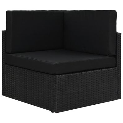 vidaXL Modulares Sofa-Eckteil Poly Rattan Schwarz