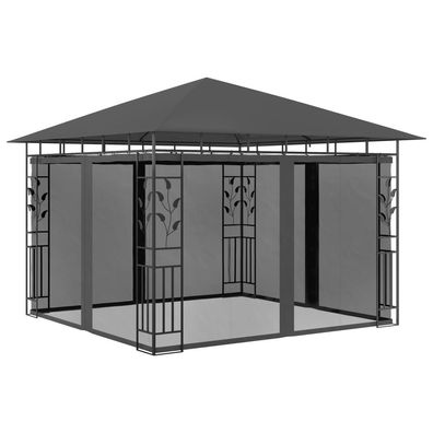 vidaXL Pavillon mit Moskitonetz 3x3x2,73 m Anthrazit 180 g/ m²