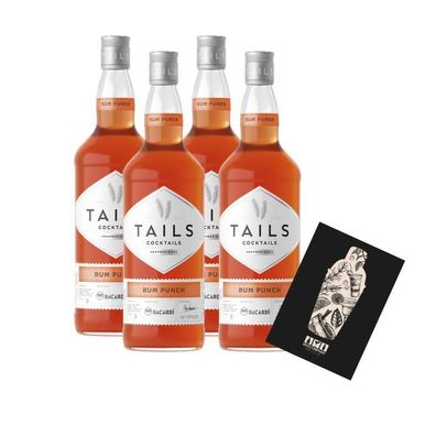 Tails Cocktails 4er Set Rum Punch 4x 1L (14,9% Vol) Fertig Cocktail Ready to Dr