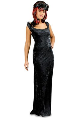 Kostüm schwarzes Kleid Samt Hexe Teufel Vampirin Gr.36-46 Karneval Halloween