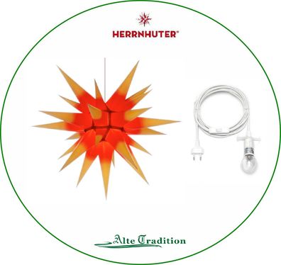 Herrnhuter Stern 60cm roter Kern gelbe Spitzen Papier für Innen Sterne i60 inkl Kabel