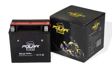 Batterie 12V YTX14-BS 14Ah Säurepack Motorradbatterie Motorrad Roller PolarBär