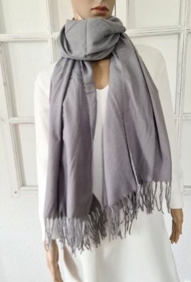 XXL Winter Schal Tuch Scarf Fransen super soft 100 % Viskose einfarbig Grafit Grau