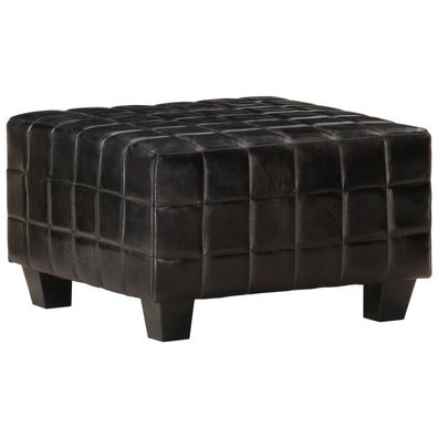 vidaXL 1-Sitzer-Hocker Schwarz Echtes Ziegenleder