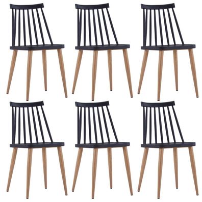 vidaXL Esszimmerstühle 6 Stk. Schwarz Kunststoff Stahl