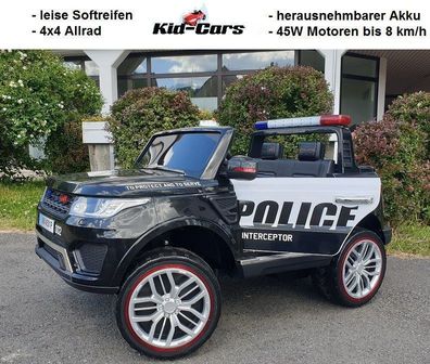 Kinderfahrzeug Polizei 4x4 Jeep Elektroauto Kinderauto Doppelsitzer Polizeiauto SUV
