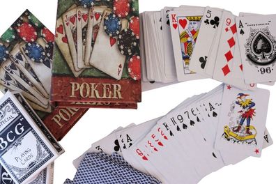2 Poker Karten Pokerkarten Kartenspiel Box Hülle Buchattrappe Antik-Stil Joker