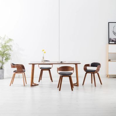 vidaXL Esszimmerstühle 4 Stk. Dunkelgrau Stoff und Bugholz