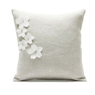 Leinenkissenbezug klein weiße Blumenapplikationen mit Füllkissen-Giardino Segreto