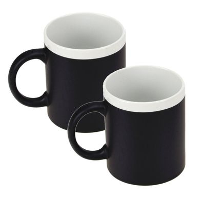 2er Set Beschreibbare Keramik Memo Kaffee Tasse mit Kreide Kaffeebecher weiß