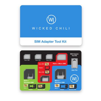 Wicked Chili 8in1 Sim Adapter Set / SIM Organizer mit 3 Adapter und SIM Pin Tool