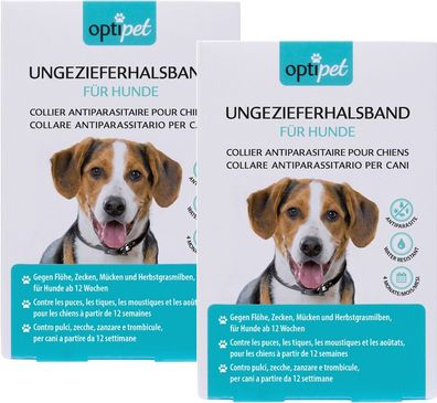 OptiPet Floh- und Zeckenschutz 2 Halsbänder Hunde gegen Milben Ungeziefer