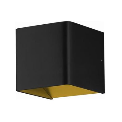 quadratische schwarz-goldene dimmbare LED Innen Wandleuchte 10 cm