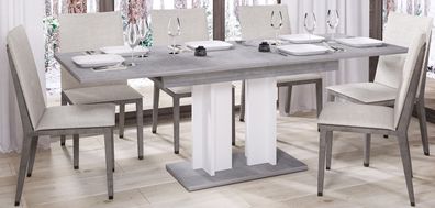 Esstisch Aurora 210 ausziehbar erweiterbar Küchentisch Säulentisch Weiss 130cm A