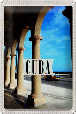 Blechschild Reise 20x30 cm Cuba Karibik Straße Auto Gemälde Schild tin sign