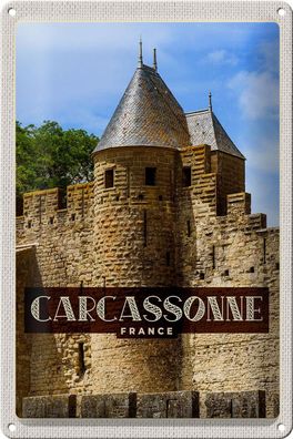 Blechschild Reise 20x30cm Carcassonne Franca Weltkulturerbe Deko Schild tin sign