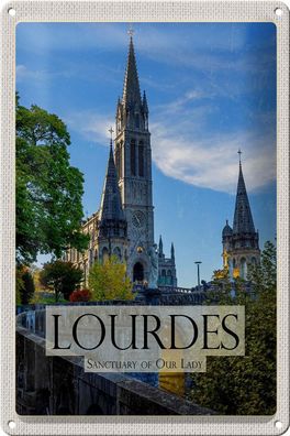 Blechschild Reise 20x30cm Sanctuaires Notre-Dame de Lourdes Deko Schild tin sign