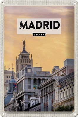 Blechschild Reise 20x30 cm Madrid Spanien kurz Trip Deko Schild tin sign