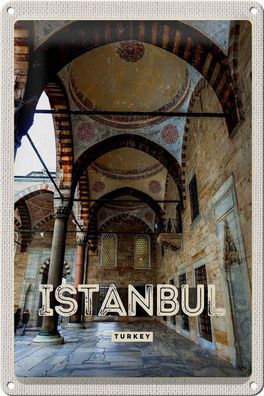 Blechschild Reise 20x30cm Retro Istanbul Turkey Moschee Geschenk Schild tin sign