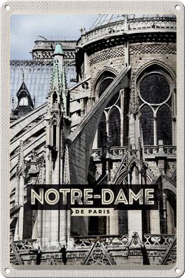 Blechschild Reise 20x30 cm Notre-Dame de Paris Architektur Deko Schild tin sign