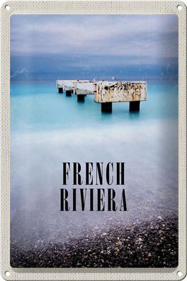Blechschild Reise 20x30 cm French Riviera Urlaub Poster Retro Schild tin sign