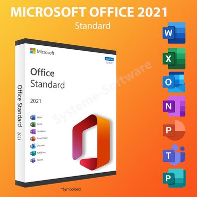 Microsoft Office 2021 Standard Word Exel Outlook PowerPoint Teams NEU DE