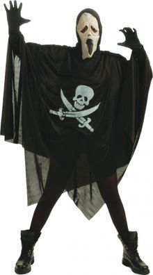 Kostüm Umhang mit Maske Totenkopf Kutte Halloweenkostüm Karneval