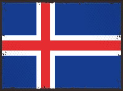 Blechschild Flagge Island 30x20 cm Retro Flag of Iceland Deko Schild tin sign