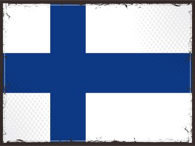 Blechschild Flagge Finnland 30x20 cm Retro Flag of Finland Deko Schild tin sign