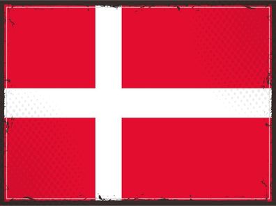 Blechschild Flagge Dänemark 30x20 cm Retro Flag of Denmark Deko Schild tin sign