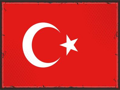 Blechschild Flagge Türkei 30x20 cm Retro Flag of Turkey Deko Schild tin sign