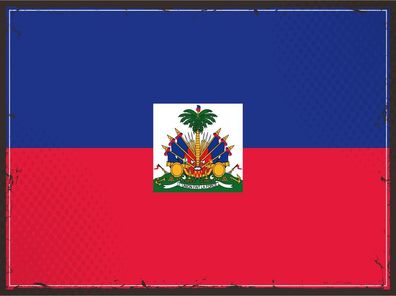 Blechschild Flagge Haiti 30x20 cm Retro Flag of Haiti Deko Schild tin sign