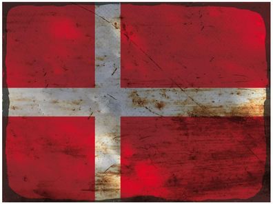 Blechschild Flagge Dänemark 30x20 cm Flag of Denmark Rost Deko Schild tin sign