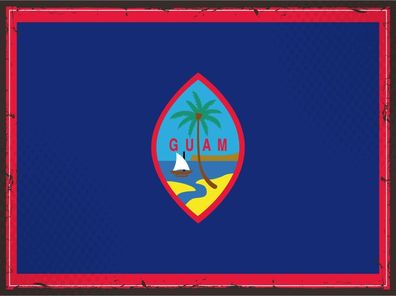 Blechschild Flagge Guam 30x20 cm Retro Flag of Guam Deko Schild tin sign