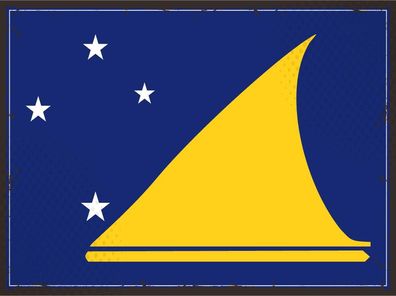 Blechschild Flagge Tokelau 30x20 cm Retro Flag of Tokelau Deko Schild tin sign