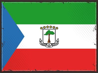 Blechschild Flagge Äquatorialguinea 30x20 cm Retro Flag Deko Schild tin sign