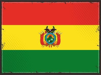 Blechschild Flagge Bolivien 30x20 cm Retro Flag of Bolivia Deko Schild tin sign