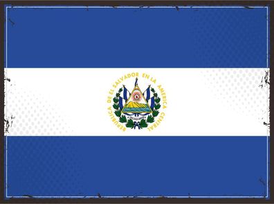 Blechschild Flagge El Salvador 30x20 cm Retro El Salvador Deko Schild tin sign
