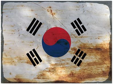 Blechschild Flagge Südkorea 30x20 cm Flag South Korea Rost Deko Schild tin sign