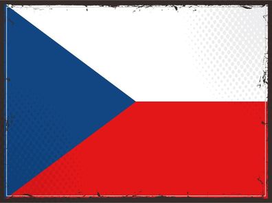 Blechschild Flagge Tschechien 30x20 cm Retro Czech Republic Deko Schild tin sign