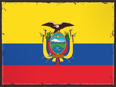 Blechschild Flagge Ecuador 30x20 cm Retro Flag of Ecuador Deko Schild tin sign