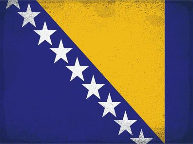 Blechschild Flagge Bosnien und Herzegowina 30x20 cm Vintage Deko Schild tin sign