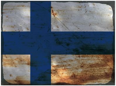 Blechschild Flagge Finnland 30x20 cm Flag of Finland Rost Deko Schild tin sign